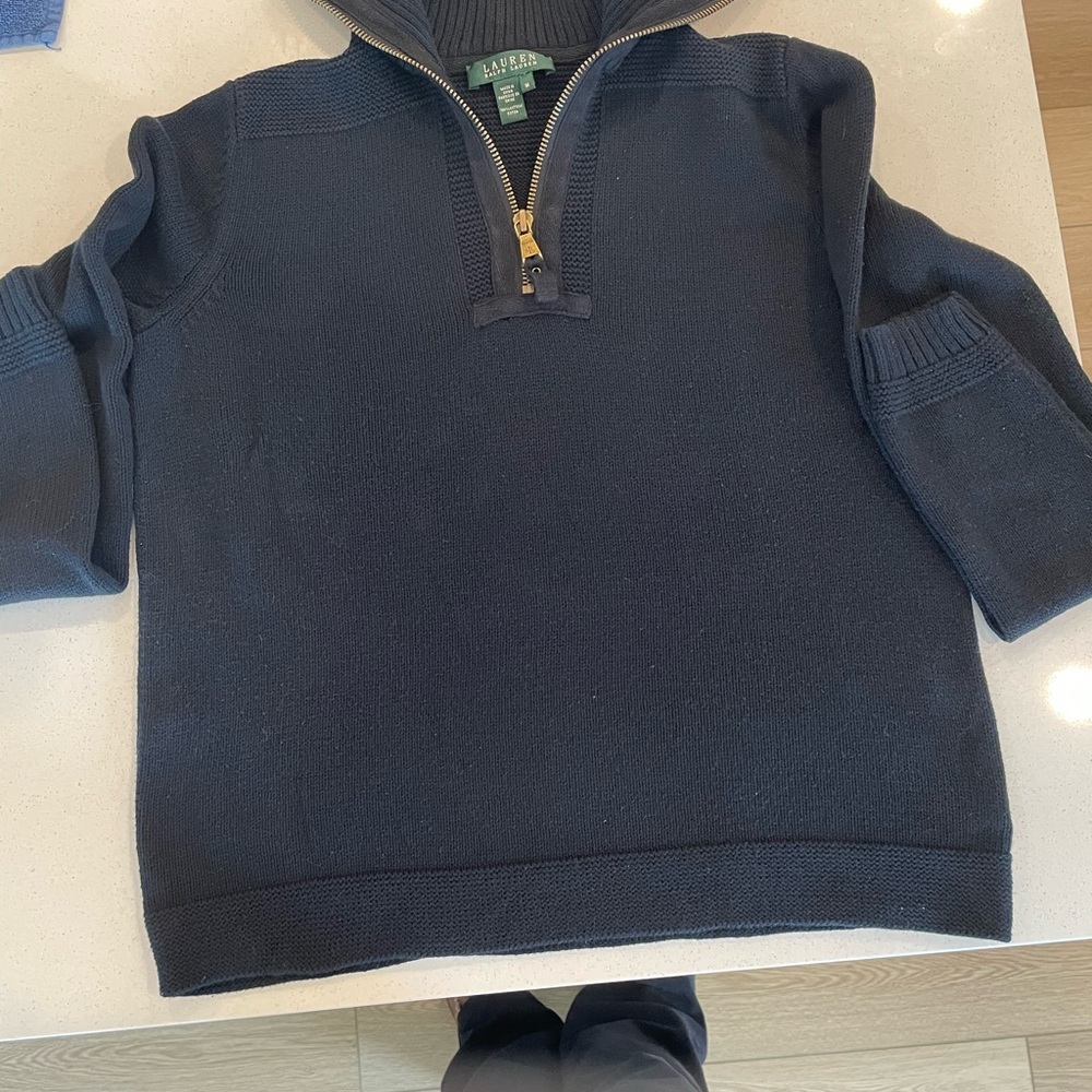 Ralph Lauren women’s black qtr zip cotton Sweater